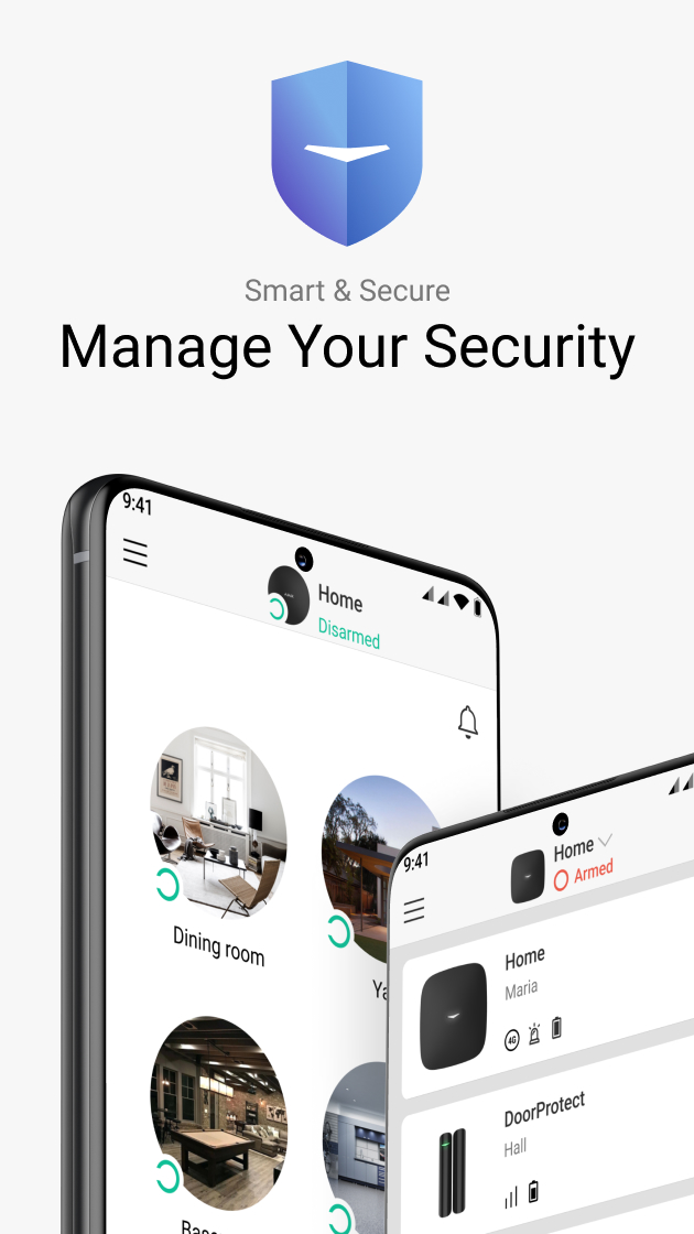 Application Smart & Secure affichée sur deux smartphones